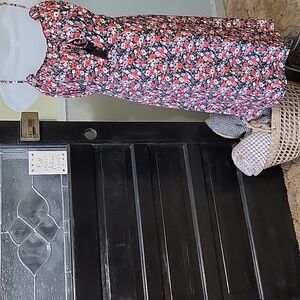 NWT DAVI & DANI  Orange And Black Floral Dress Pockets Woman Size 2XL